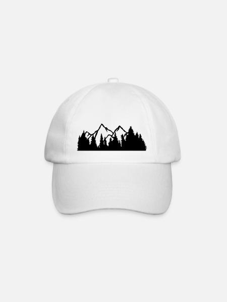 sommet montagnes collines forêt montagneux voyage vacances fer - Casquette classique - blanc/blanc