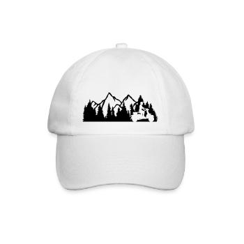 excursion scooter driver mountains nature wilderness trees w - Baseball Cap - white/white - Front