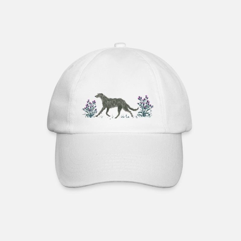 Deerhound und Disteln - Baseballkappe - Weiß/Weiß