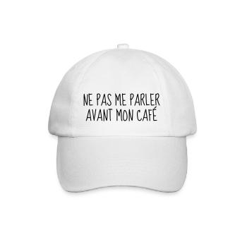 Café - Matin - Citation - Humour - Comique - Fun - Casquette classique - blanc/blanc - Devant