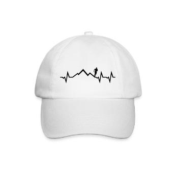 Mountain run heartbeat, running ECG - Baseball Cap - white/white - Front