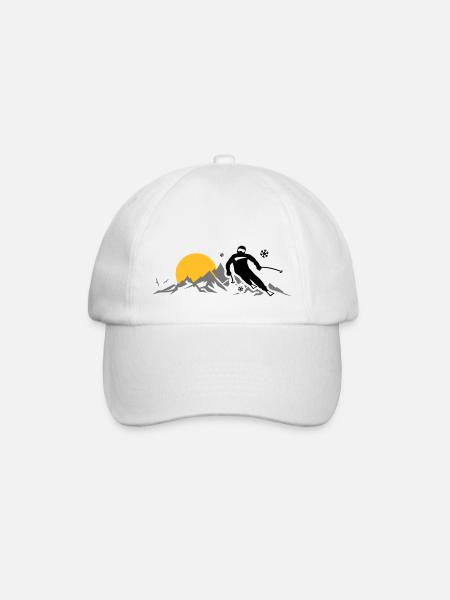 Winter - Skifahrer Berge - Baseballkappe - Weiß/Weiß