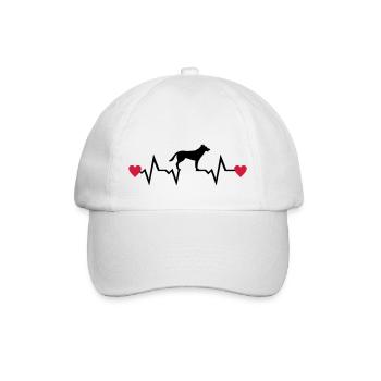 Heartbeat & Dog, German Shepherd - Baseball Cap - white/white - Front