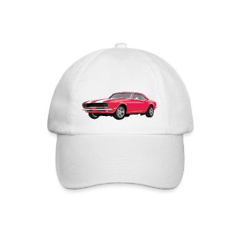 Retro bright red car - Baseball Cap - white/white - Front