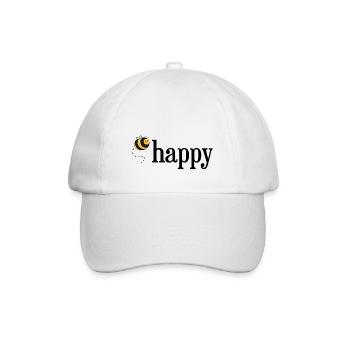Bee Happy! - Baseballkappe - Weiß/Weiß - Vorne