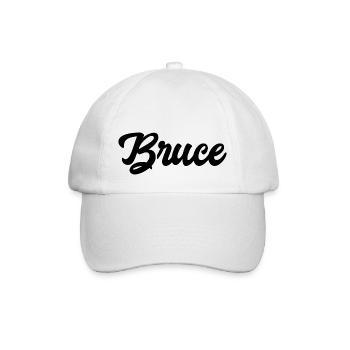 Bruce benutzerdefinierte Text Geburtstagsname - Baseballkappe - Weiß/Weiß - Vorne