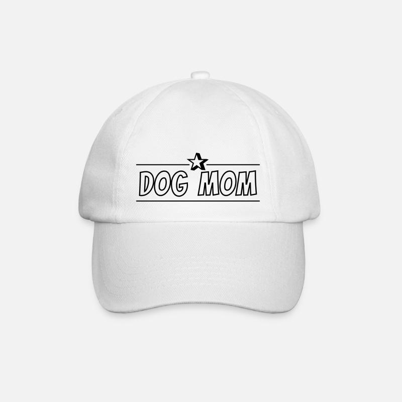 Dog Mom (cartoon style Texttitel, 1c) - Baseballkappe - Weiß/Weiß