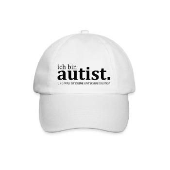 ich bin Autist - witziger & lustiger Spruch - Baseballkappe - Weiß/Weiß - Vorne