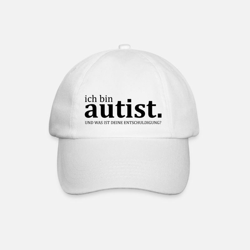 ich bin Autist - witziger & lustiger Spruch - Baseballkappe - Weiß/Weiß