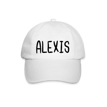 Alexis Custom Name Font Text Birthday - Baseball Cap - white/white - Front