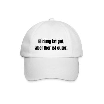 Bildung ist gut Bier ist guter black - Baseballkappe - Weiß/Weiß - Vorne