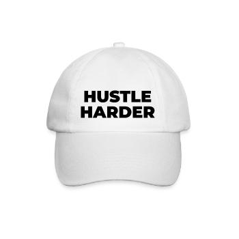 hustle harder - Baseball Cap - white/white - Front