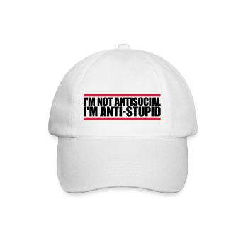 not antisocial anti stupid - Baseball Cap - white/white - Front