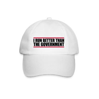 run better than government - Baseball Cap - white/white - Front