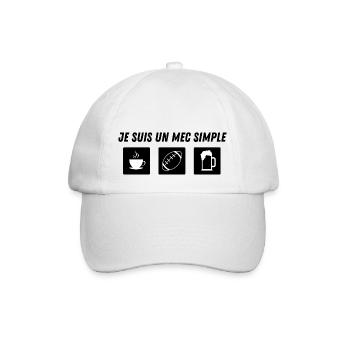 Je suis un mec simple - rugby - idée cadeau - Casquette classique - blanc/blanc - Devant