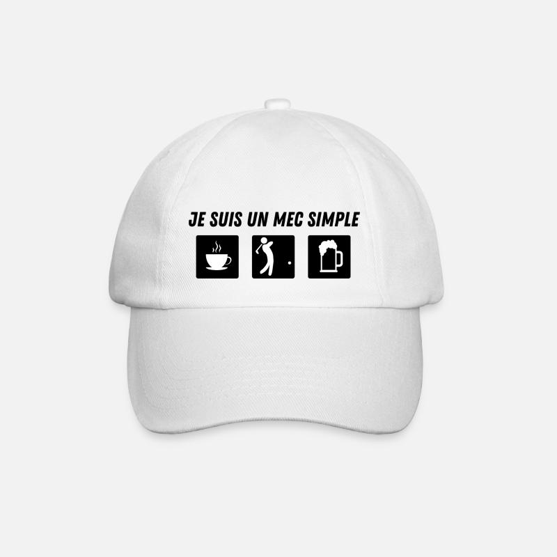 Je suis un mec simple - golf - idée cadeau - Casquette classique - blanc/blanc