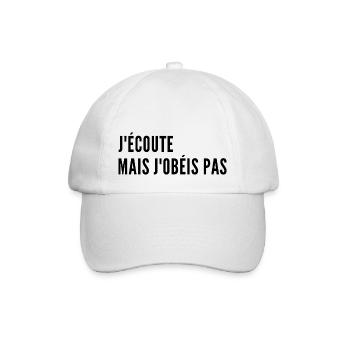 j écoute mais j obéis pas - Casquette classique - blanc/blanc - Devant