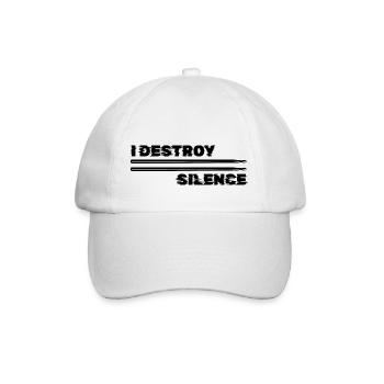Battery, I destroy the silence - Baseball Cap - white/white - Front