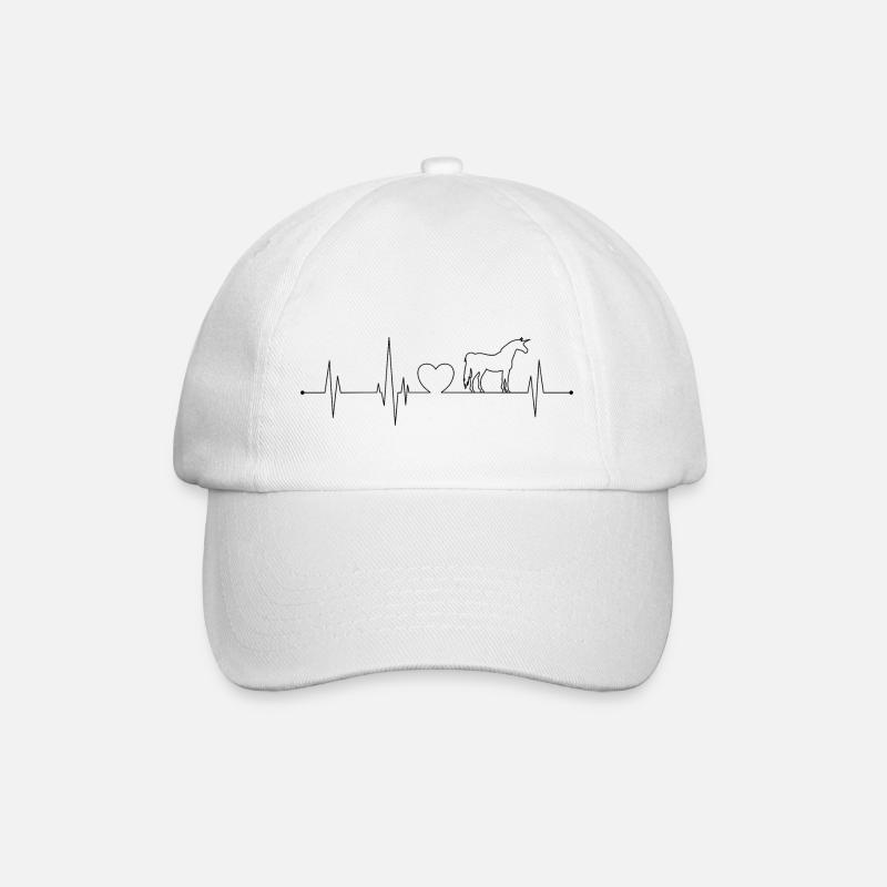 Einhorn Herzschlag schwarz - Baseballkappe - Weiß/Weiß
