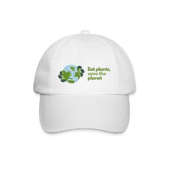 Eat plants save the planet - Vegan - Baseballkappe - Weiß/Weiß - Vorne