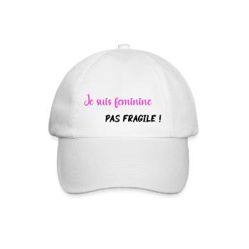 Je suis féminine pas fragile - PNK BLK - Casquette classique - blanc/blanc - Devant