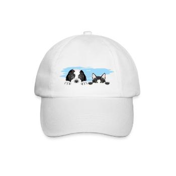 Peeking Saint Bernard chiot chien et chat mignon - Casquette classique - blanc/blanc - Devant
