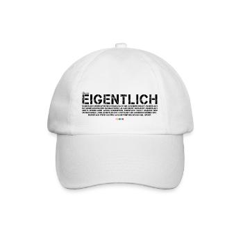 Eigentlich (schwarz, mit Stabil Logo) - Baseballkappe - Weiß/Weiß - Vorne