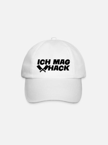 ich mag hack - Baseballkappe - Weiß/Weiß