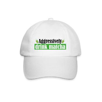 Drink Matcha Aggressively/Funny Matcha Gift/Matcha - Casquette classique - blanc/blanc - Devant