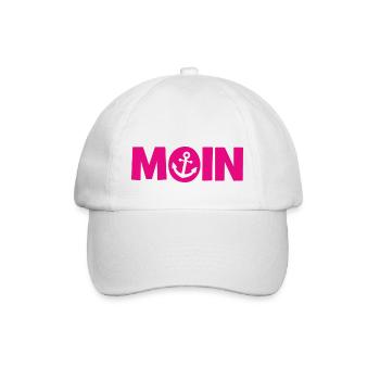 Moin - Guten Morgen - Nordsee - Ostsee - Anker - Baseballkappe - Weiß/Weiß - Vorne