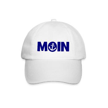 Moin - Guten Morgen - Nordsee - Ostsee - Anker - Baseballkappe - Weiß/Weiß - Vorne
