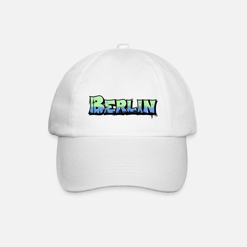 Lettrage graffiti « Berlin » - Casquette classique - blanc/blanc