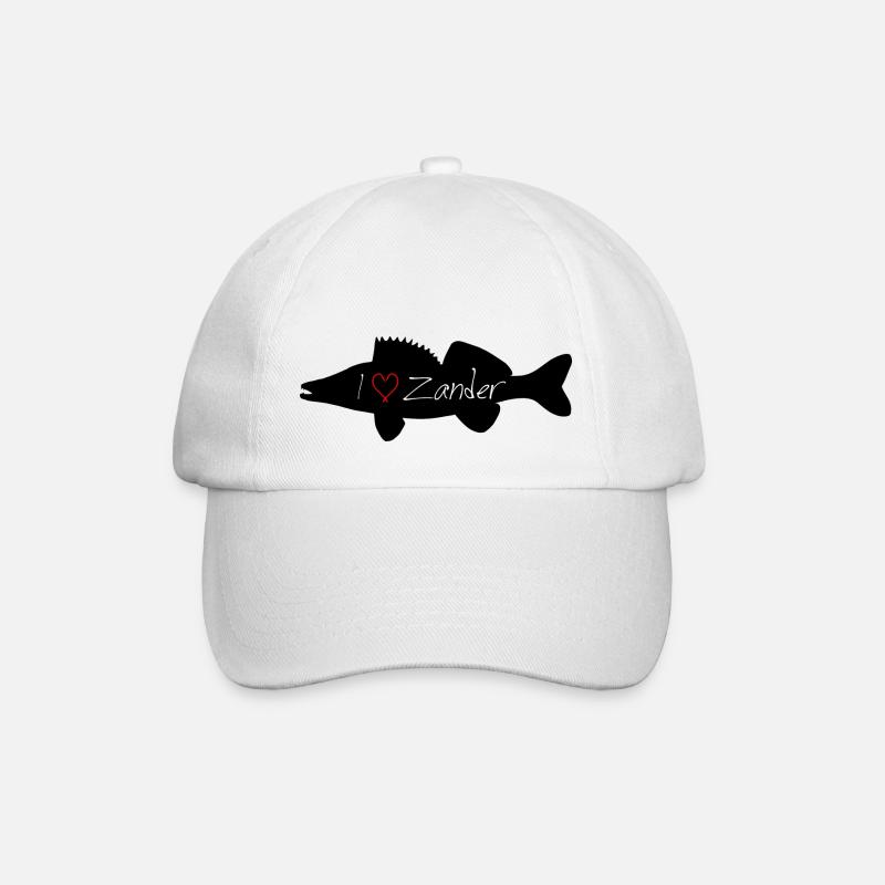 I Love Zander schwarz - Baseballkappe - Weiß/Weiß