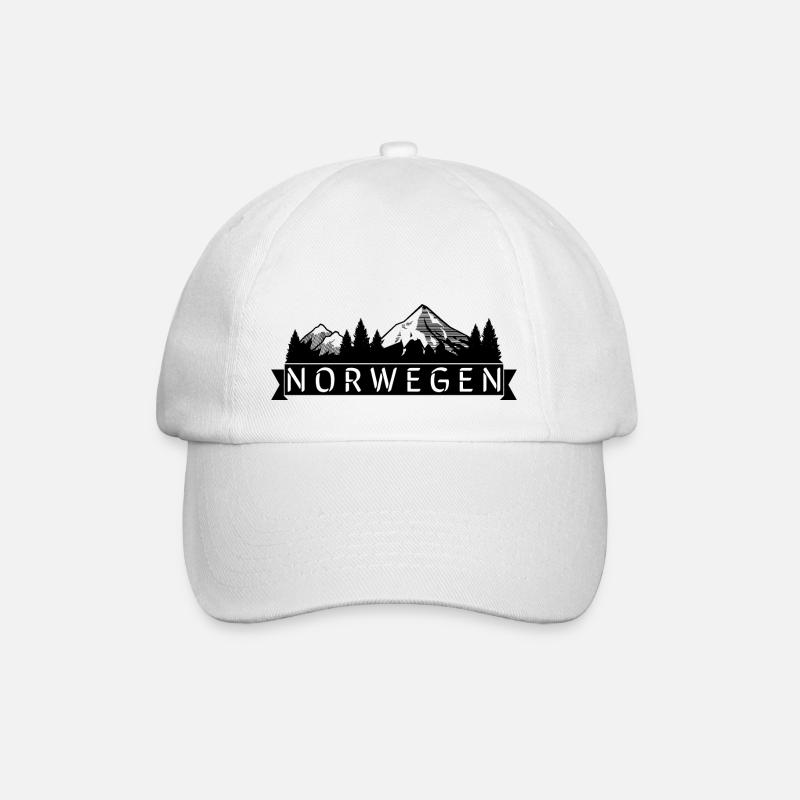 Norwegen mit Berglandschaft - Baseballkappe - Weiß/Weiß