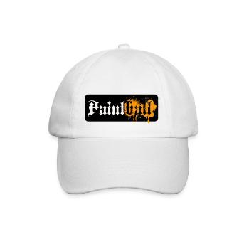 Paintball Logo, antike Schriften mit Farbspritzern - Baseballkappe - Weiß/Weiß - Vorne