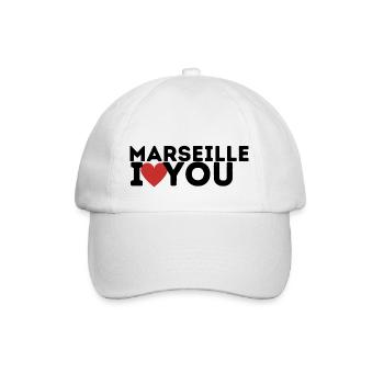 Marseille Ich liebe dich - Baseballkappe - Weiß/Weiß - Vorne
