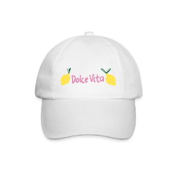Dolce Vita - Italienische Wortspielerei - Baseballkappe - Weiß/Weiß - Vorne