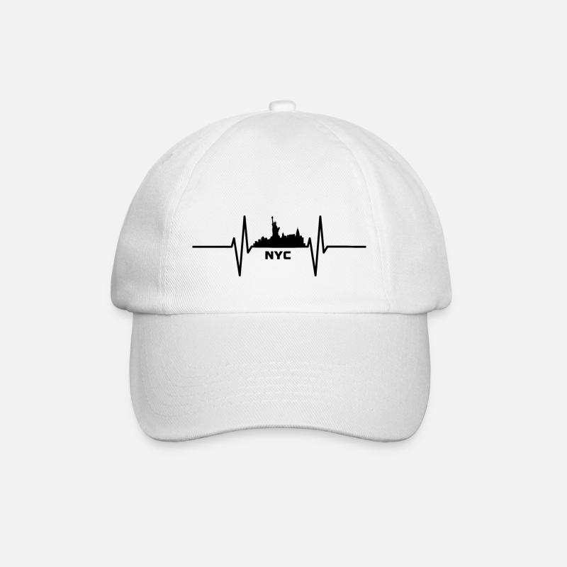 Herzschlag mit Skyline New York - Baseballkappe - Weiß/Weiß