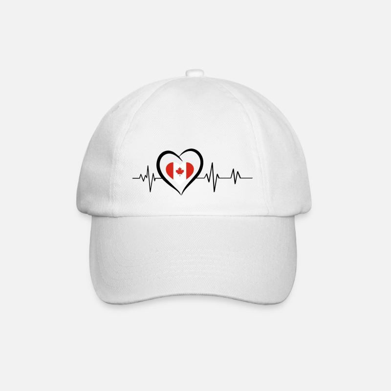 Heartbeat Kanada - Baseballkappe - Weiß/Weiß