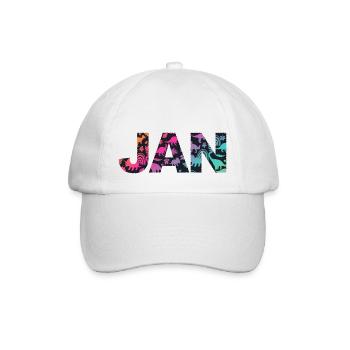 JAN - Schöner Jungen Name mit Dinosaurier - Baseballkappe - Weiß/Weiß - Vorne
