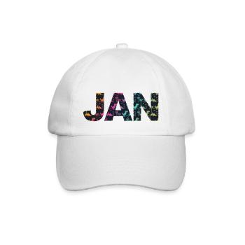 JAN - Schöner Jungen Name mit Dinosaurier - Baseballkappe - Weiß/Weiß - Vorne