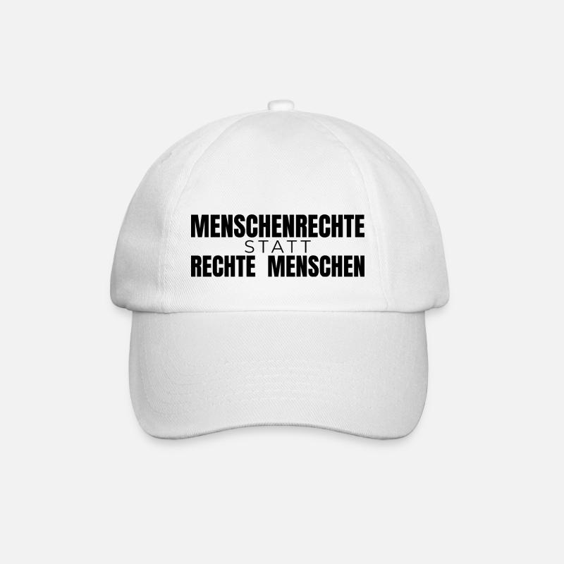 Menschenrechte statt rechte Menschen - Spruch - Baseballkappe - Weiß/Weiß