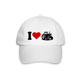 I love Herz Traktor - Baseballkappe - Weiß/Weiß - Vorne