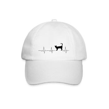 Heartbeat Cat Herzschlag Katze - Baseballkappe - Weiß/Weiß - Vorne