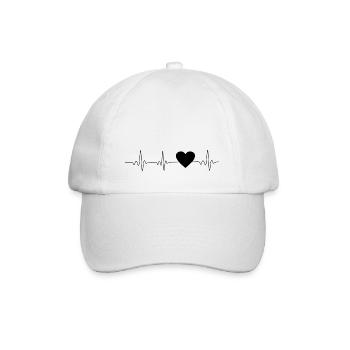 Heartbeat heart black 🖤 - Baseball Cap - white/white - Front