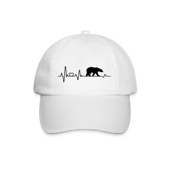 Bear Polar Bear Heartbeat ECG North Pole Ice Climate Change - Baseball Cap - white/white - Front