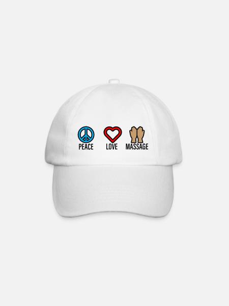 Peace Love Massage 2 - Baseballkappe - Weiß/Weiß