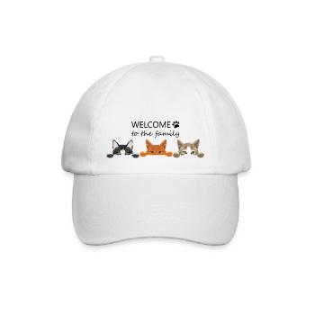 Welcome to the cats family - Baseball Cap - white/white - Front