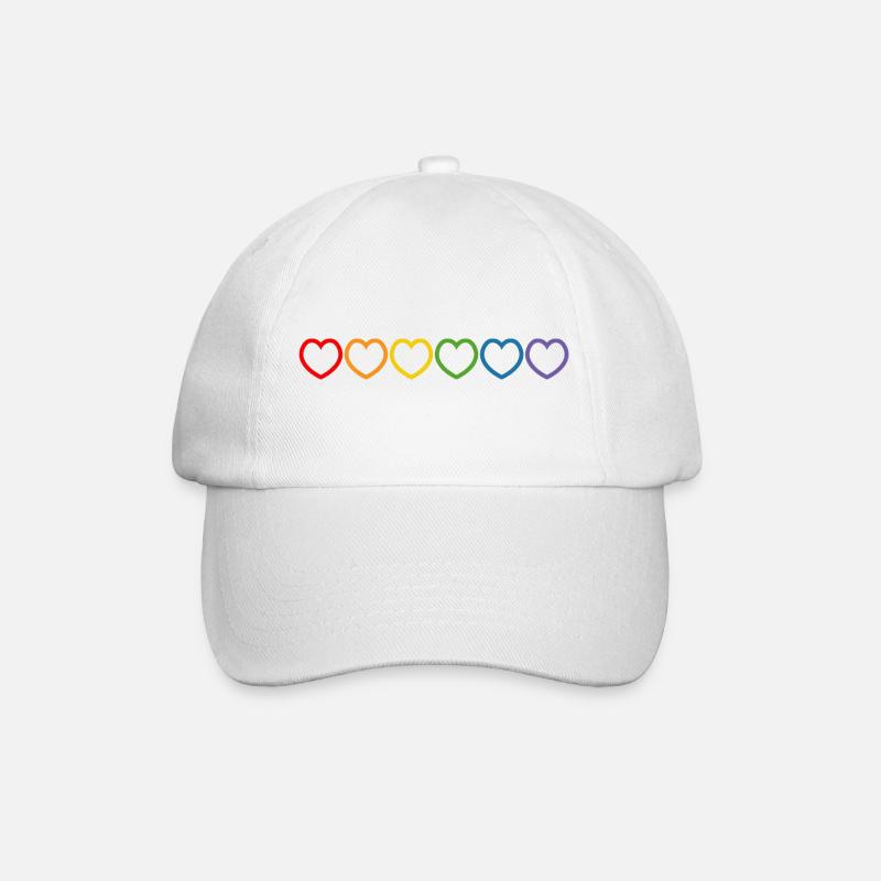 Regenbogenherzchen outline - Baseballkappe - Weiß/Weiß