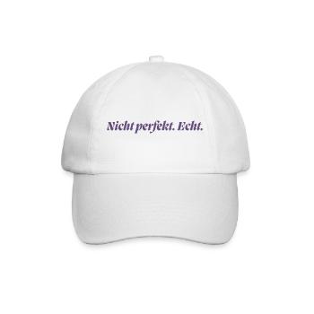 Nicht perfekt. Echt. / Lustiges T-Shirt - Baseballkappe - Weiß/Weiß - Vorne